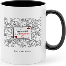 BK Gift Kişiye Özel Öğretmenimi Seviyorum Siyah Kupa Bardak - 1