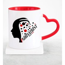BK Gift Kişiye Özel Mesleki Psikiyatrist Kırmızı Kalpli Kupa Bardak - 3