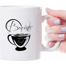 BK Gift Kişiye Özel Mesleki Barista Tasarımlı Beyaz Kupa Bardak - 2