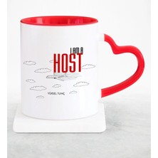BK Gift Kişiye Özel Mesleki Host Kırmızı Kalpli Kupa Bardak