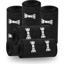 Tr Siyah Elastik Bandaj 10 cm x 1,5 M 6'li Set –%300 Esnek, 4,5 M'ye Kadar Uzayan, Metal Kancalı