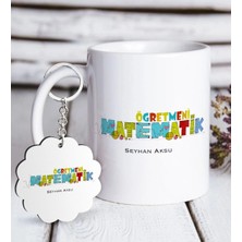 BK Gift Kişiye Özel Matematik Öğretmeni Beyaz Kupa ve Anahtarlık Hediye Seti-2