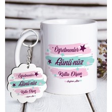 BK Gift Kişiye Özel Öğretmenler Gününüz Kutlu Olsun Beyaz Kupa ve Anahtarlık Hediye Seti-4