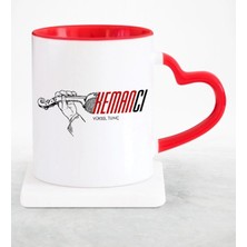 BK Gift Kişiye Özel Mesleki Kemancı Kırmızı Kalpli Kupa Bardak
