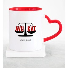BK Gift Kişiye Özel Mesleki Avukat Kırmızı Kalpli Kupa Bardak - 3