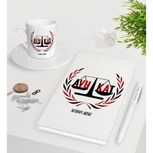 BK Gift Kişiye Özel Avukat Beyaz Defter Kalem Türk Kahvesi Fincanı Seti-2