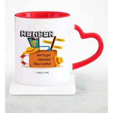 BK Gift Kişiye Özel Mesleki Rehber Kırmızı Kalpli Kupa Bardak