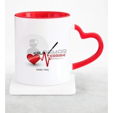 BK Gift Kişiye Özel Mesleki Kalp Damar Cerrahi Kırmızı Kalpli Kupa Bardak - 1