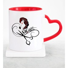 BK Gift Kişiye Özel Mesleki Saç Stilisti Kırmızı Kalpli Kupa Bardak - 4
