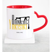 BK Gift Kişiye Özel Mesleki Yakışıklı Bankacı Kırmızı Kalpli Kupa Bardak - 14