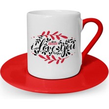 BK Gift Kişiye Özel Seni Seviyorum Kırmızı Türk Kahvesi Fincanı - 5