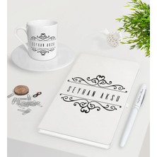 BK Gift Kişiye Özel Isimli Beyaz Defter Kalem Türk Kahvesi Fincanı Seti-9