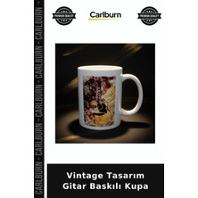 Carlburn Vintage Tasarım Gitar Baskılı Kupa Nostaljik Hediyelik Şkin Içecek Bardağı Müziksever Eşyası