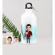 BK Gift Kişiye Özel Baba Kız Karikatürlü Metal Suluk (500 Ml.) 2