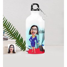 BK Gift Kişiye Özel Hostes Karikatürlü Metal Suluk (500 Ml.) 2
