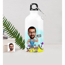 BK Gift Kişiye Özel Fitness Karikatürlü Metal Suluk (500 Ml.) - 1