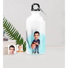 BK Gift Kişiye Özel Baba Oğul Karikatürlü Metal Suluk (500 Ml.) 2