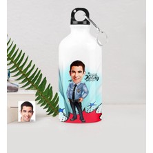 BK Gift Kişiye Özel Bay Polis Karikatürlü Metal Suluk (500 Ml.) 1