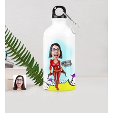 BK Gift Kişiye Özel Şeytan Kadın Karikatürlü Metal Suluk (500 Ml.) - 1
