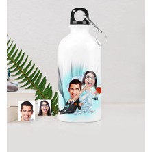 BK Gift Kişiye Özel Gelin Damat Karikatürlü Metal Suluk (500 Ml.) 2