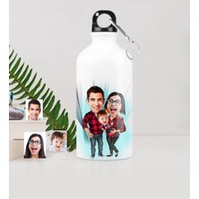 BK Gift Kişiye Özel Aile Karikatürlü Metal Suluk (500 Ml.) 2