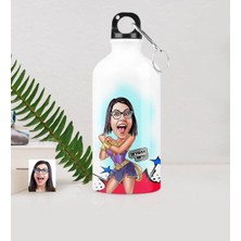 BK Gift Kişiye Özel Wonder Woman Karikatürlü Metal Suluk (500 Ml.)
