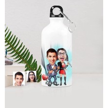 BK Gift Kişiye Özel Sevgili Çift Karikatürlü Metal Suluk (500 Ml.) 1