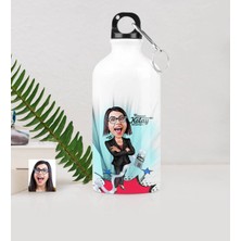 BK Gift Kişiye Özel Bayan Muhasebeci Karikatürlü Metal Suluk (500 Ml.) 2