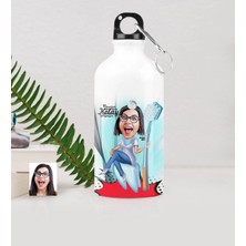 BK Gift Kişiye Özel Bayan Diş Hekimi Karikatürlü Metal Suluk (500 Ml.) 3