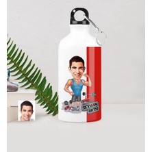 BK Gift Kişiye Özel Bay Sporcu Karikatürlü Metal Suluk (500 Ml.)
