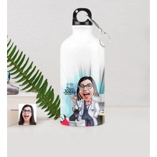 BK Gift Kişiye Özel Bayan Veteriner Hekim Karikatürlü Metal Suluk (500 Ml.) 1