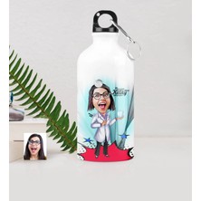 BK Gift Kişiye Özel Bayan Diş Hekimi Karikatürlü Metal Suluk (500 Ml.) 2