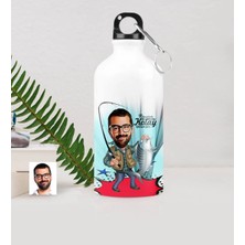 BK Gift Kişiye Özel Bay Balıkçı Karikatürlü Metal Suluk (500 Ml.) 1