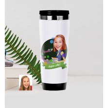 BK Gift Kişiye Özel En Iyi Öğretmen Karikatürlü Çelik Termos Bardak - 2