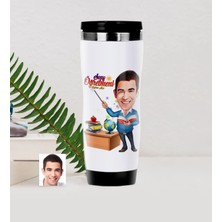 BK Gift Kişiye Özel Bay Öğretmen Karikatürlü Çelik Termos Bardak - 4