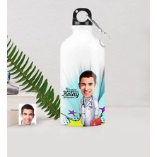 BK Gift Kişiye Özel Bay Doktor Karikatürlü Metal Suluk (500 Ml.) 6