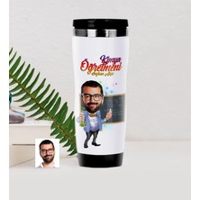 BK Gift Kişiye Özel Bay Kimya Öğretmeni Karikatürlü Çelik Termos Bardak - 1