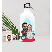 BK Gift Kişiye Özel Sevgililer Karikatürlü Metal Suluk (500 Ml.) - 15