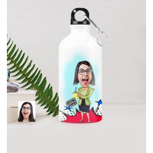 BK Gift Kişiye Özel Bayan Sekreter Karikatürlü Metal Suluk (500 Ml.)
