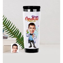 BK Gift Kişiye Özel Bay Kimya Öğretmeni Karikatürlü Çelik Termos Bardak - 3
