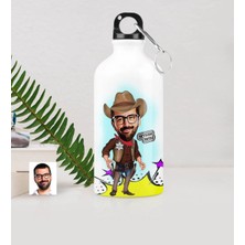 BK Gift Kişiye Özel Bay Şerif Karikatürlü Metal Suluk (500 Ml.)
