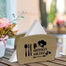 Bk Gift Mutfağın Sultanı Tasarımlı Lüks Ahşap Peçetelik-4