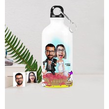 BK Gift Kişiye Özel Gelin Damat Karikatürlü Metal Suluk (500 Ml.) - 10
