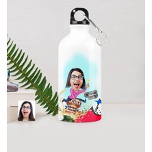 BK Gift Kişiye Özel Bayan Yeni Yıl Karikatürlü Metal Suluk (500 Ml.)