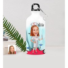 BK Gift Kişiye Özel Hemşire Karikatürlü Metal Suluk (500 Ml.) 1