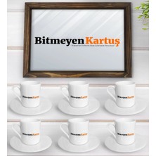 BK Gift Firmalara Özel Logolu Doğal Ahşap Tepsi ve 6’lı Kahve Fincan Takımı