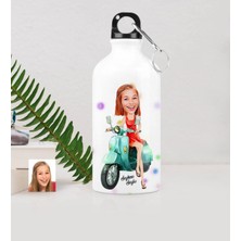 BK Gift Kişiye Özel Bayan Vespa Temalı Karikatürlü Metal Suluk (500 Ml.)