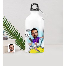 BK Gift Kişiye Özel Bay Futbolcu Bordo Mavi Karikatürlü Metal Suluk (500 Ml.) 1