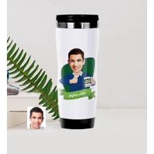 BK Gift Kişiye Özel En Iyi Öğretmen Karikatürlü Çelik Termos Bardak - 1