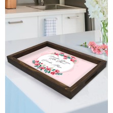 BK Gift Kişiye Özel Anneler Günün Kutlu Olsun Tasarımlı Doğal Ahşap Tepsi-1
